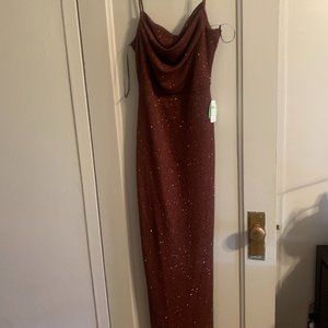 Long Formal Glitter Lace-Up Dress